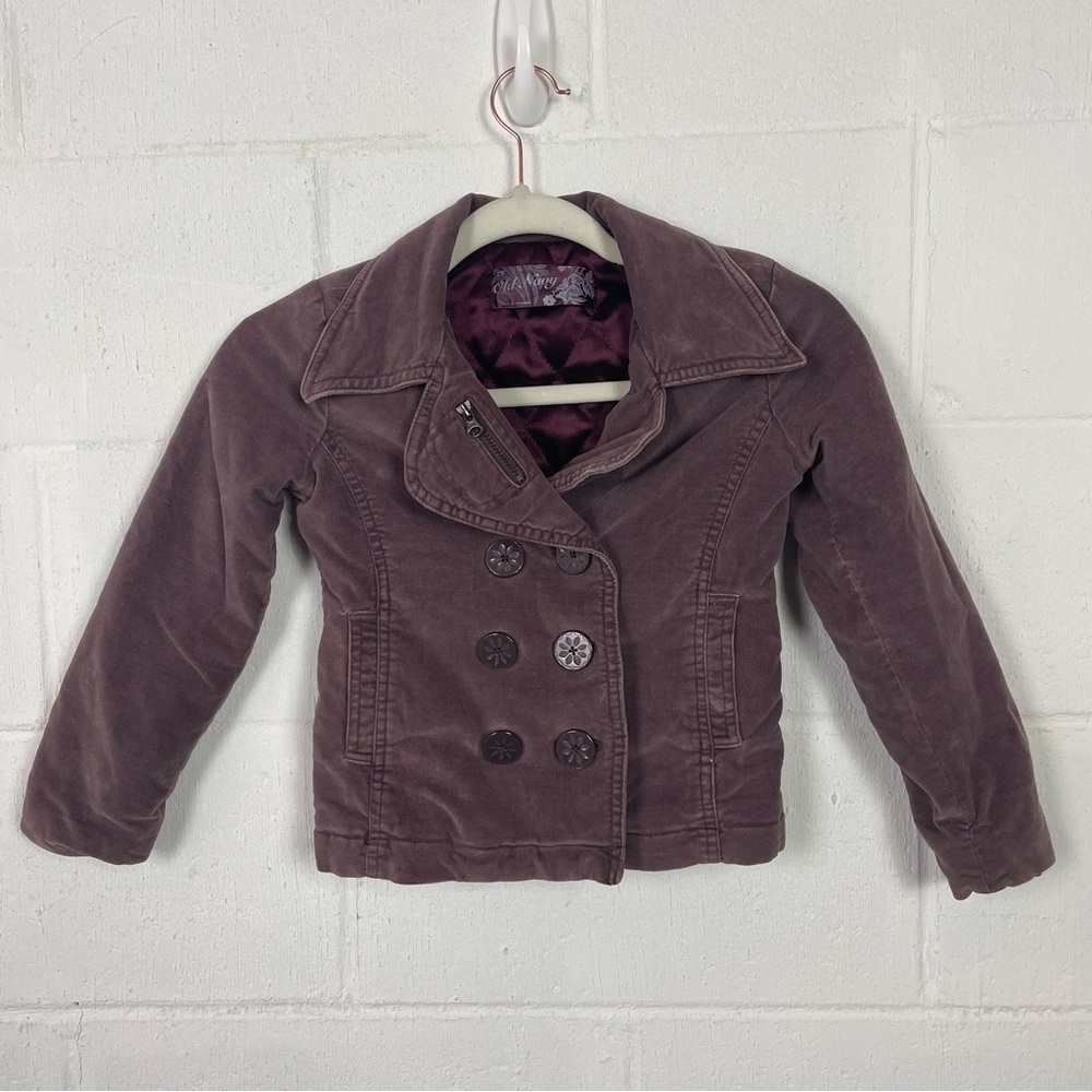 Vintage Old Navy Girl's Pea Jacket‎ Lined Purple Velvet Y2K Schoolgirl XL